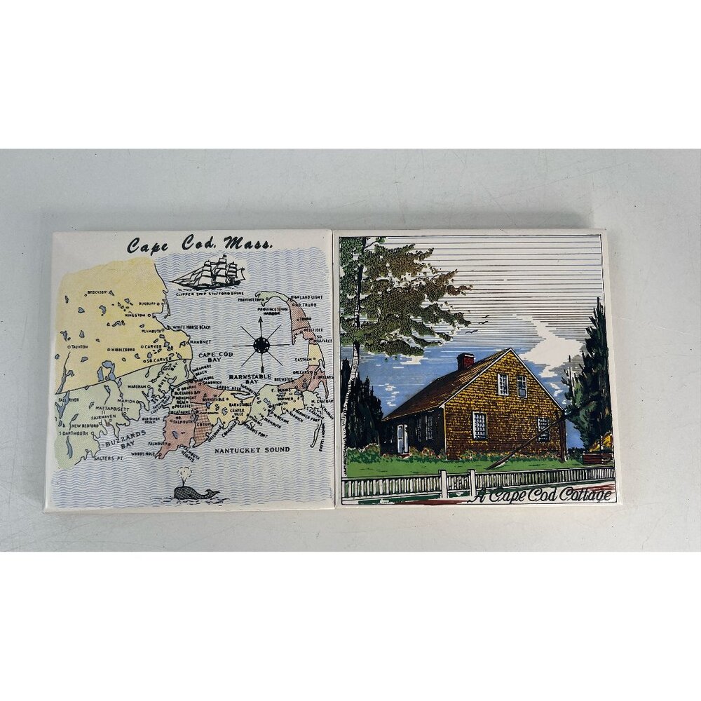 Two Cape Cod decorative tiles